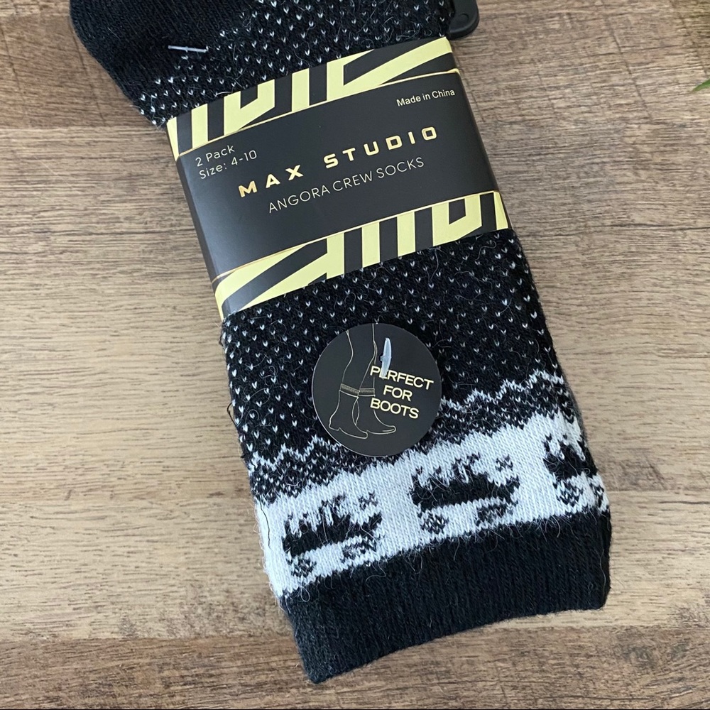 Max Studio Angora Crew Socks - 2 Pairs - NEW